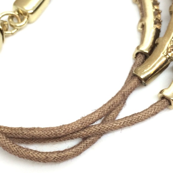 3/$30 CHICO'S GOLD TONE TUBE MULTI STRAND CORD RHINESTONES BRACELET MAGNETIC - Picture 5 of 12